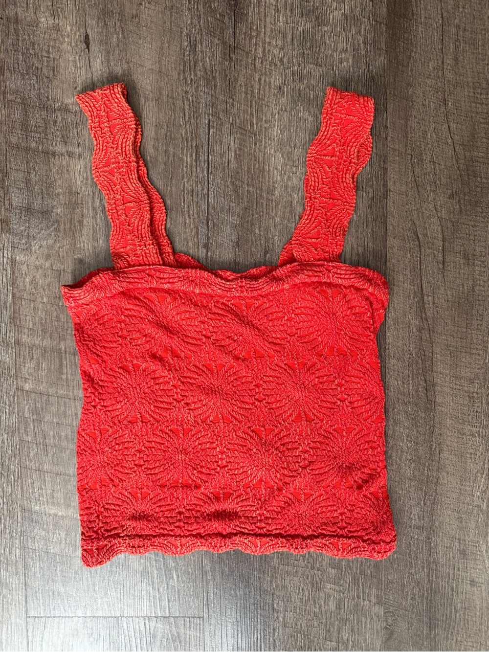 Red Square-Neck Tank Top with Wide Straps